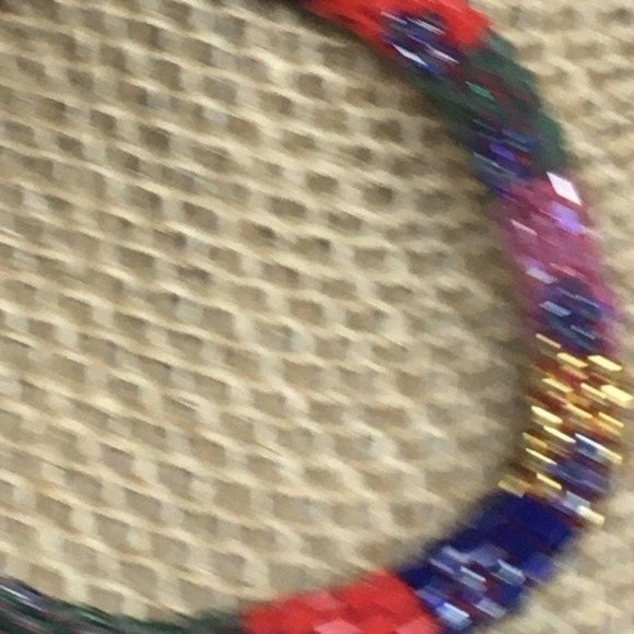 Small Multicolor Bracelet Seed Bead Red Pink Gold Yellow, Blue Green Purple BoHo - Picture 4 of 5